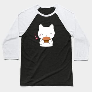 Cute cat on burger T-Shirt Baseball T-Shirt